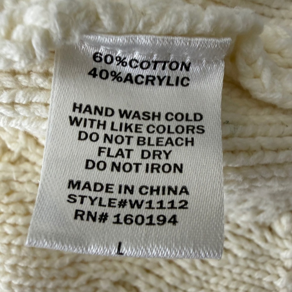 By Together Patchwork Cable Knit Sweater Womens L… - image 7